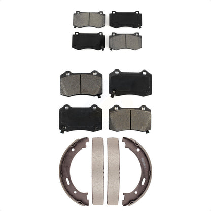 Semi-Metallic Brake Pads And Parking Shoe Front Rear Kit For Jeep Grand Cherokee