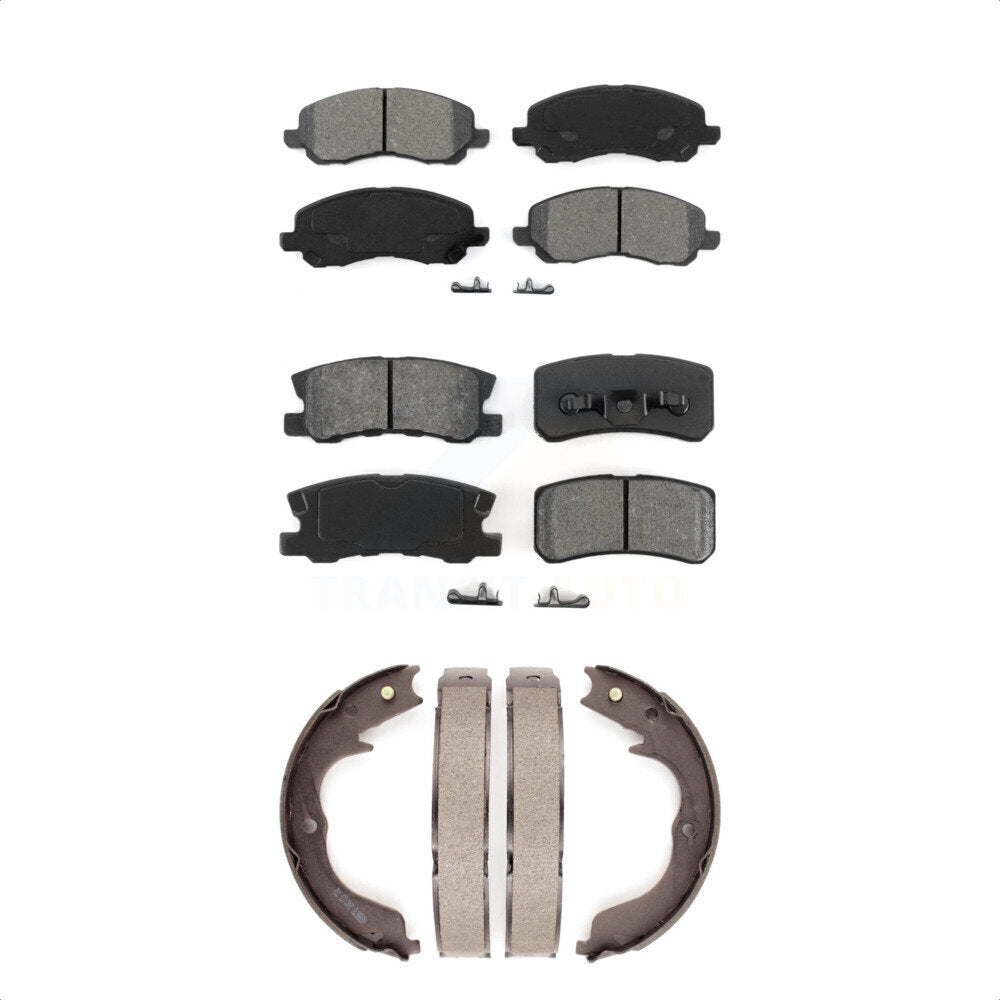 Semi-Metallic Brake Pads & Parking Shoes Front Rear Kit For Mitsubishi Outlander