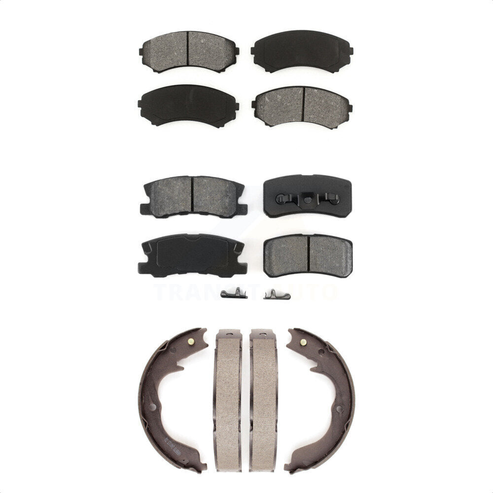 Semi-Metallic Brake Pads And Parking Shoe Front Rear Kit For Mitsubishi Endeavor