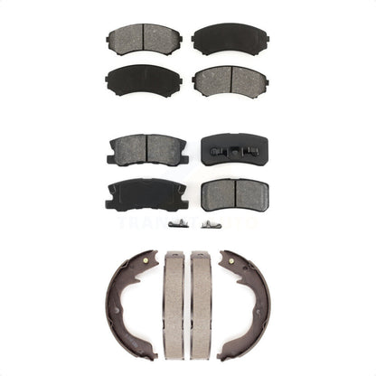 Semi-Metallic Brake Pads And Parking Shoe Front Rear Kit For Mitsubishi Endeavor