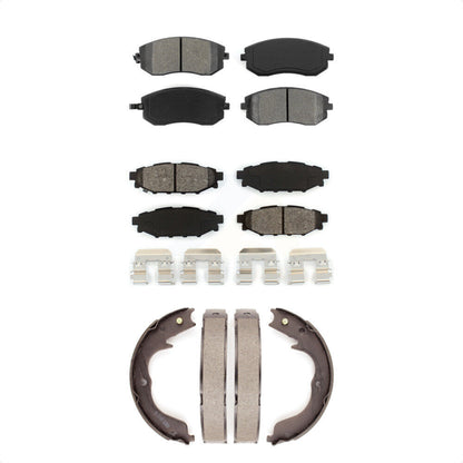 Semi-Metallic Brake Pads Parking Shoe Front Rear Kit For Subaru Outback Forester