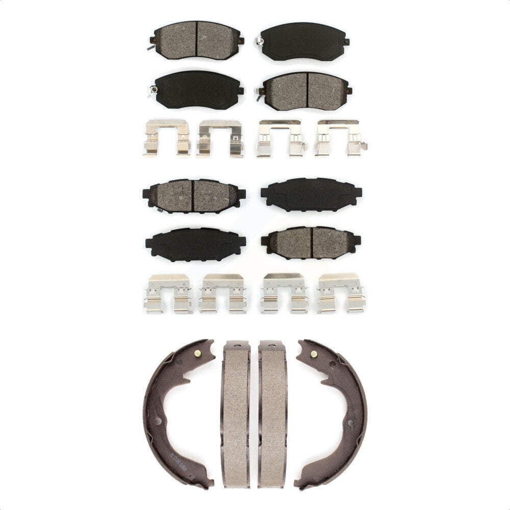 Semi-Metallic Brake Pads Parking Shoe Front Rear Kit For Subaru Impreza Forester