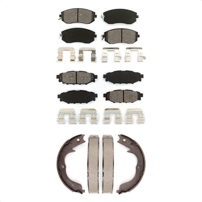 Semi-Metallic Brake Pads Parking Shoe Front Rear Kit For Subaru Impreza Forester