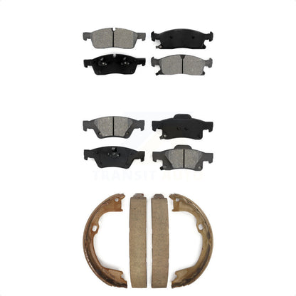 Semi-Metallic Brake Pads & Parking Shoe Front Rear Kit For Dodge Durango Jeep WK