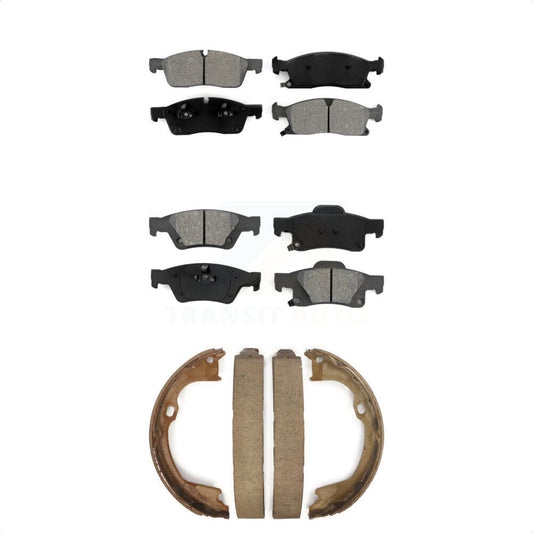 Semi-Metallic Brake Pads & Parking Shoe Front Rear Kit For Dodge Durango Jeep WK