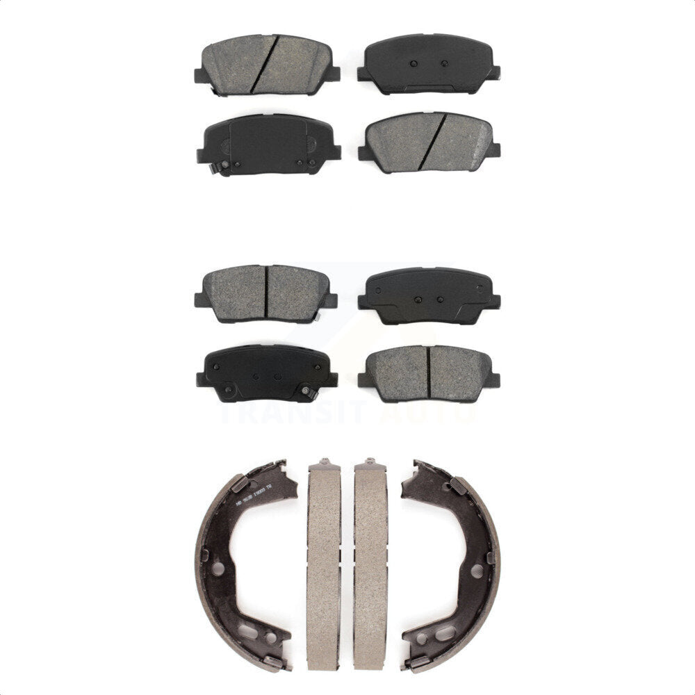 Semi-Metallic Brake Pads & Parking Shoe Front Rear Kit For Hyundai Genesis Coupe