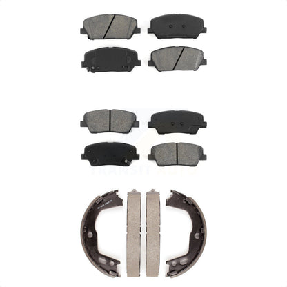 Semi-Metallic Brake Pads & Parking Shoe Front Rear Kit For Hyundai Genesis Coupe