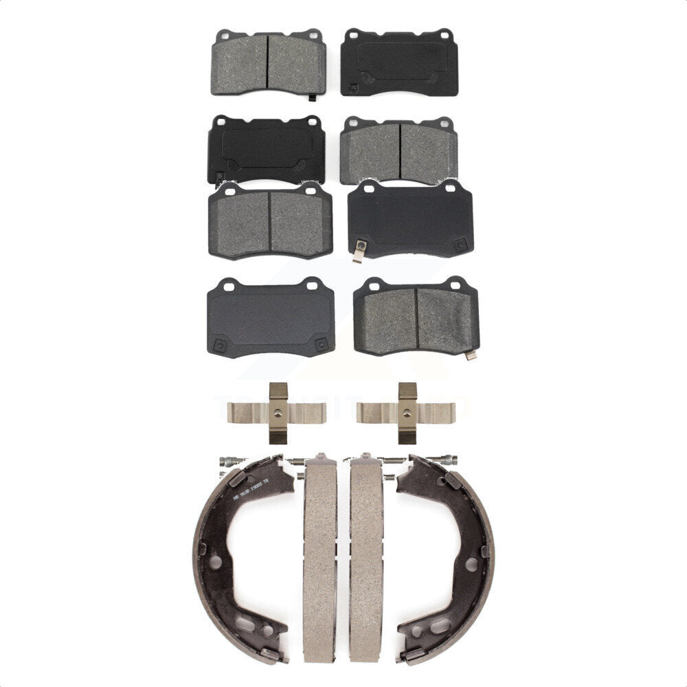 Semi-Metallic Brake Pads & Parking Shoe Front Rear Kit For Hyundai Genesis Coupe