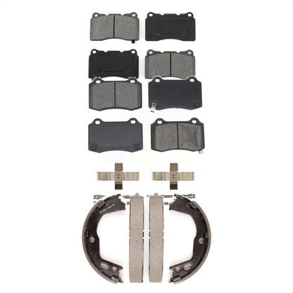 Semi-Metallic Brake Pads & Parking Shoe Front Rear Kit For Hyundai Genesis Coupe