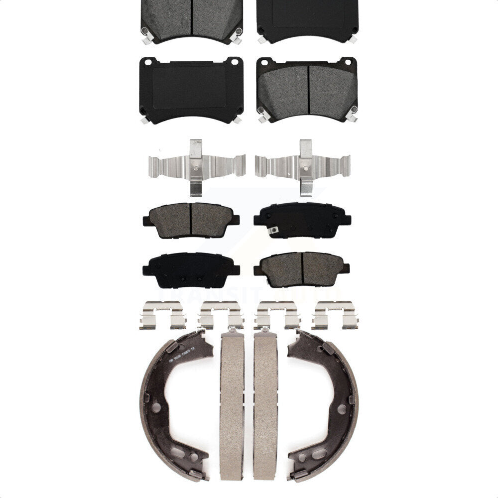 Semi-Metallic Brake Pads And Parking Shoes Front Rear Kit For Hyundai Genesis