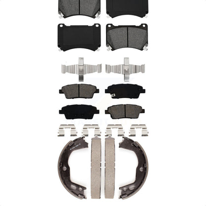 Semi-Metallic Brake Pads And Parking Shoes Front Rear Kit For Hyundai Genesis