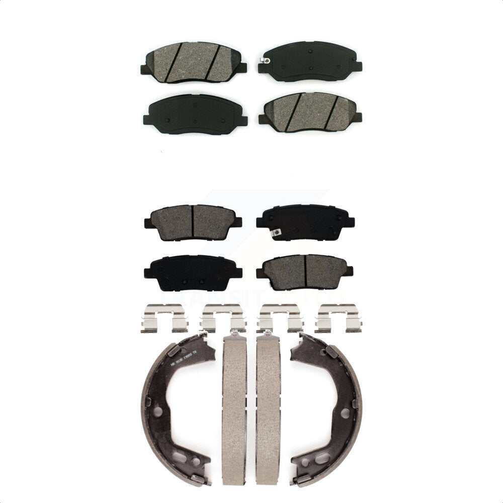 Semi-Metallic Brake Pads & Parking Shoes Front Rear Kit For Hyundai Genesis 3.8L
