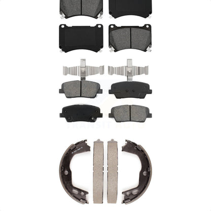 Semi-Metallic Brake Pads & Parking Shoe Front Rear Kit For Hyundai Genesis Equus