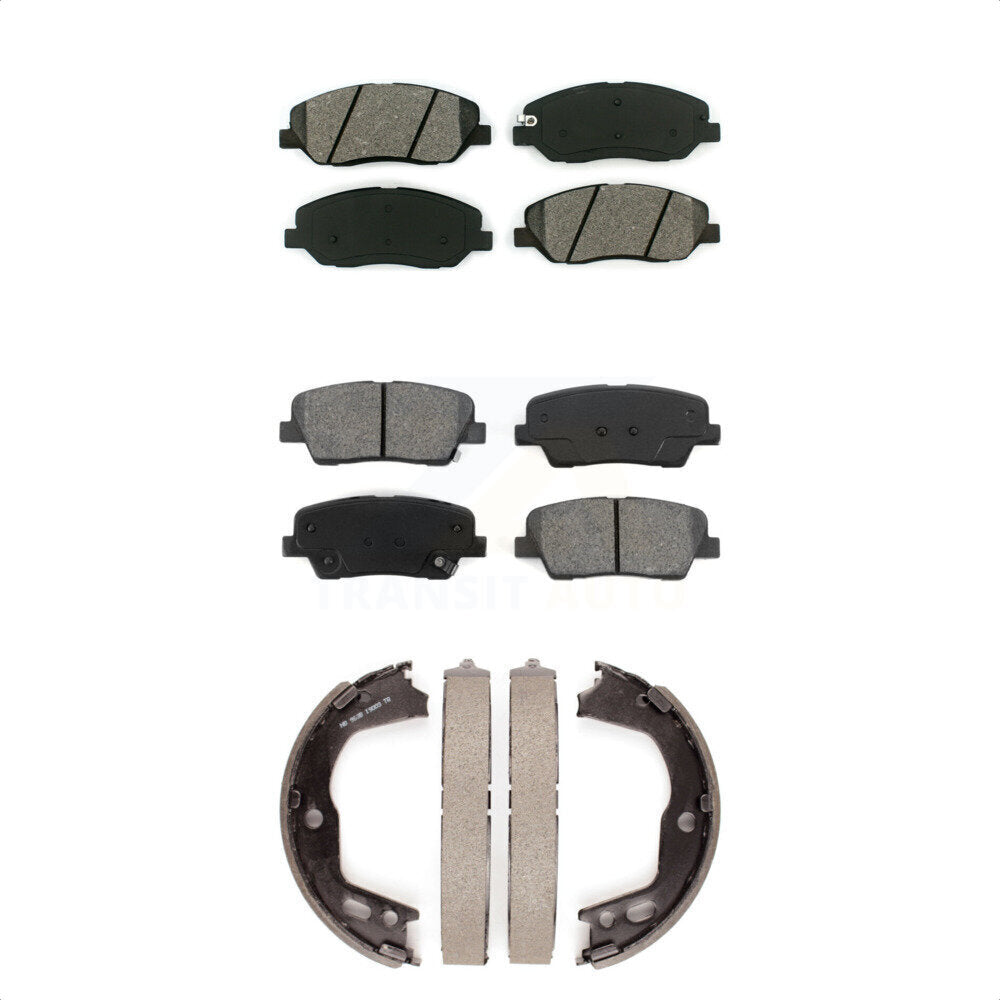 Semi-Metallic Brake Pads & Parking Shoes Front Rear Kit For Hyundai Genesis 3.8L