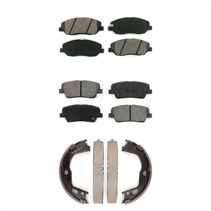 Semi-Metallic Brake Pads & Parking Shoes Front Rear Kit For Hyundai Genesis 3.8L