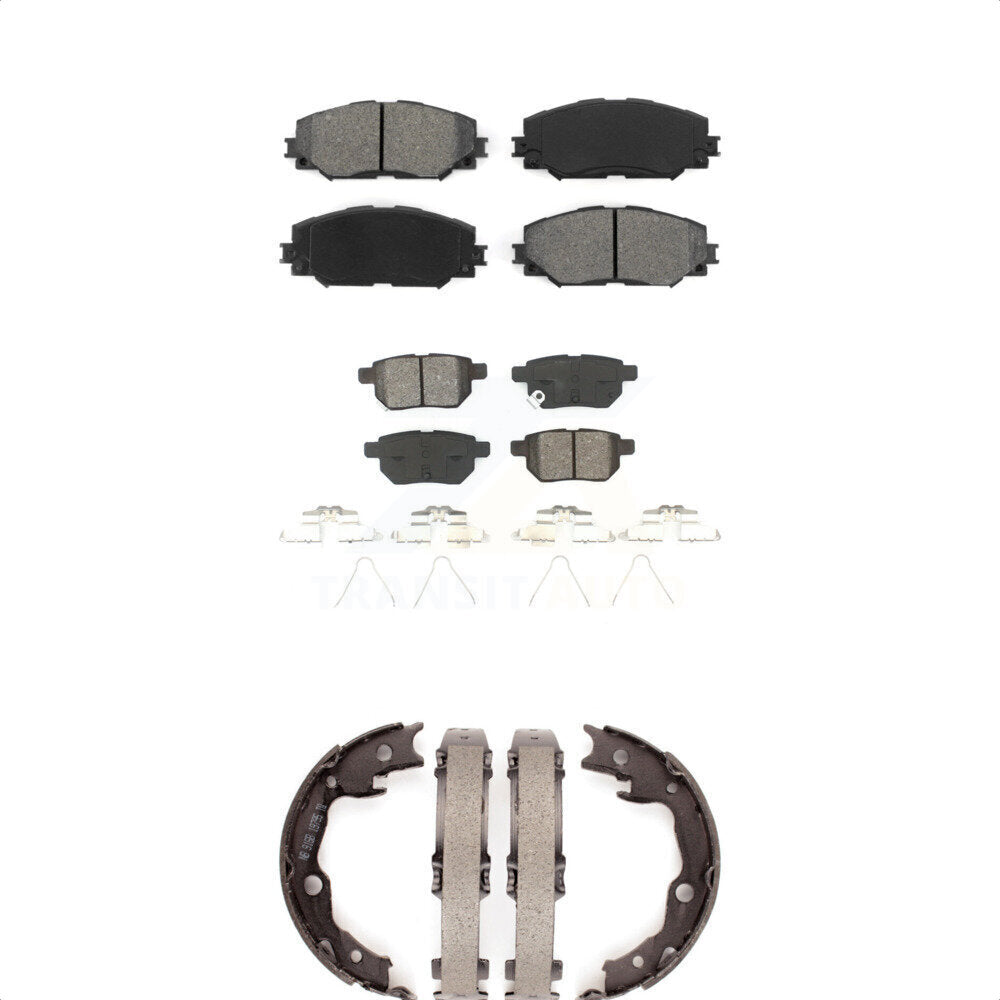 Semi-Metallic Brake Pads & Parking Shoe Front Rear Kit For Toyota Matrix Pontiac