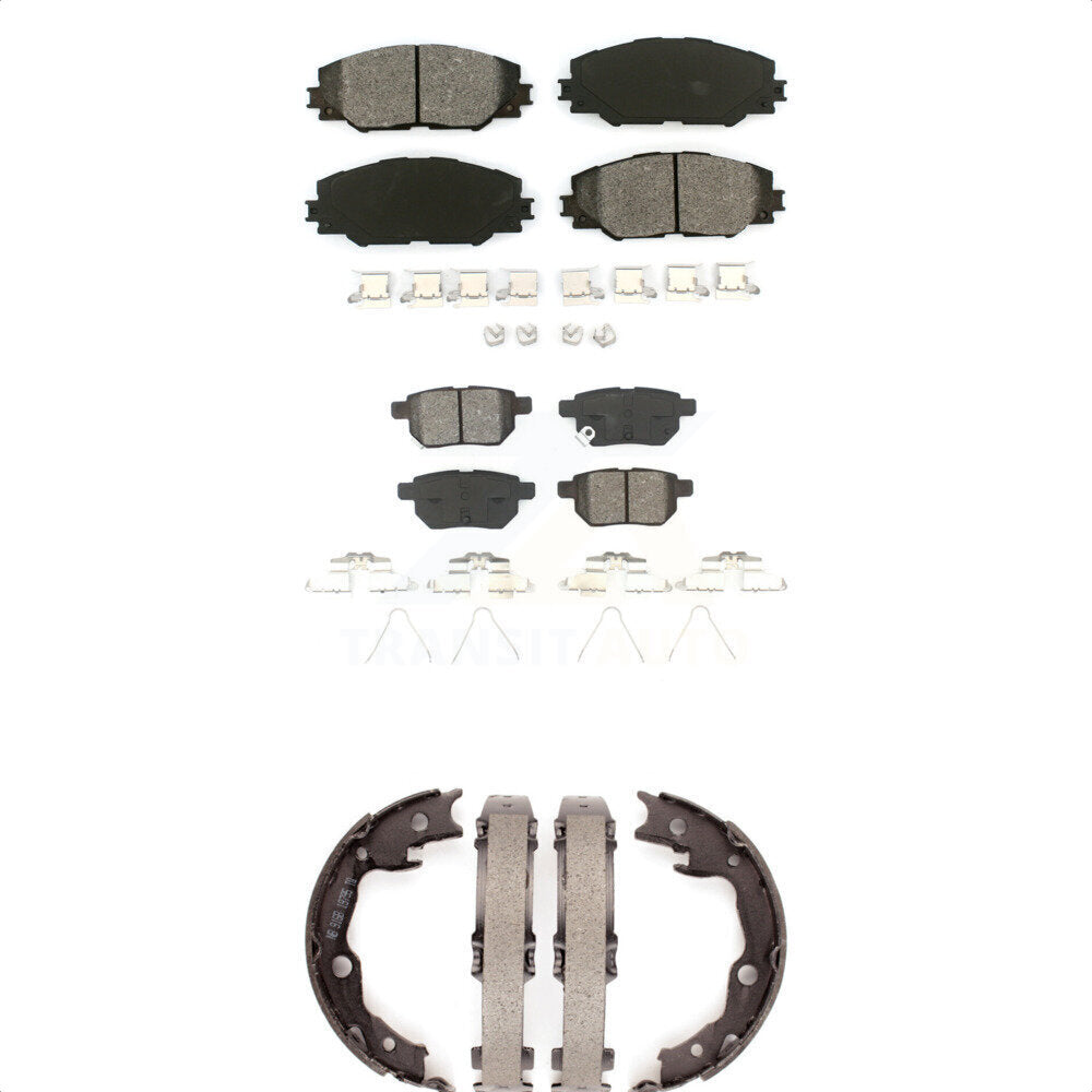 Semi-Metallic Brake Pads & Parking Shoe Front Rear Kit For Toyota Matrix Pontiac