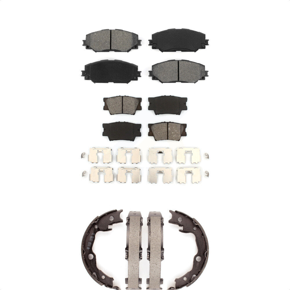 Semi-Metallic Brake Pads And Parking Shoes Front Rear Kit For Toyota RAV4 Lexus