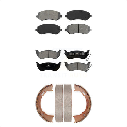 Semi-Metallic Brake Pads Parking Shoes Front Rear Kit For 2003-2007 Jeep Liberty