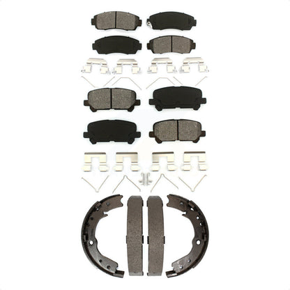 Semi-Metallic Brake Pads Parking Shoe Front Rear Kit For 2011-2017 Honda Odyssey