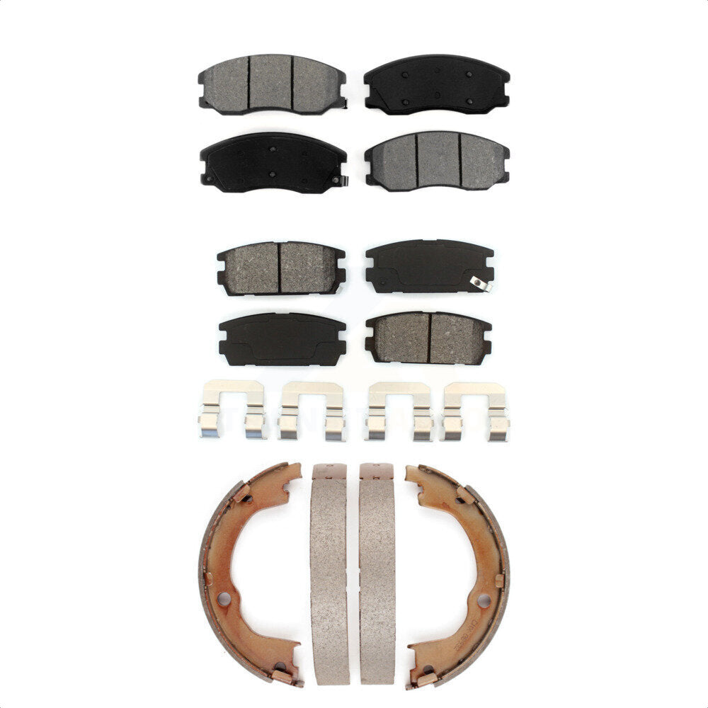 Semi-Metallic Brake Pads & Parking Shoe Front Rear Kit For Chevrolet Equinox Vue