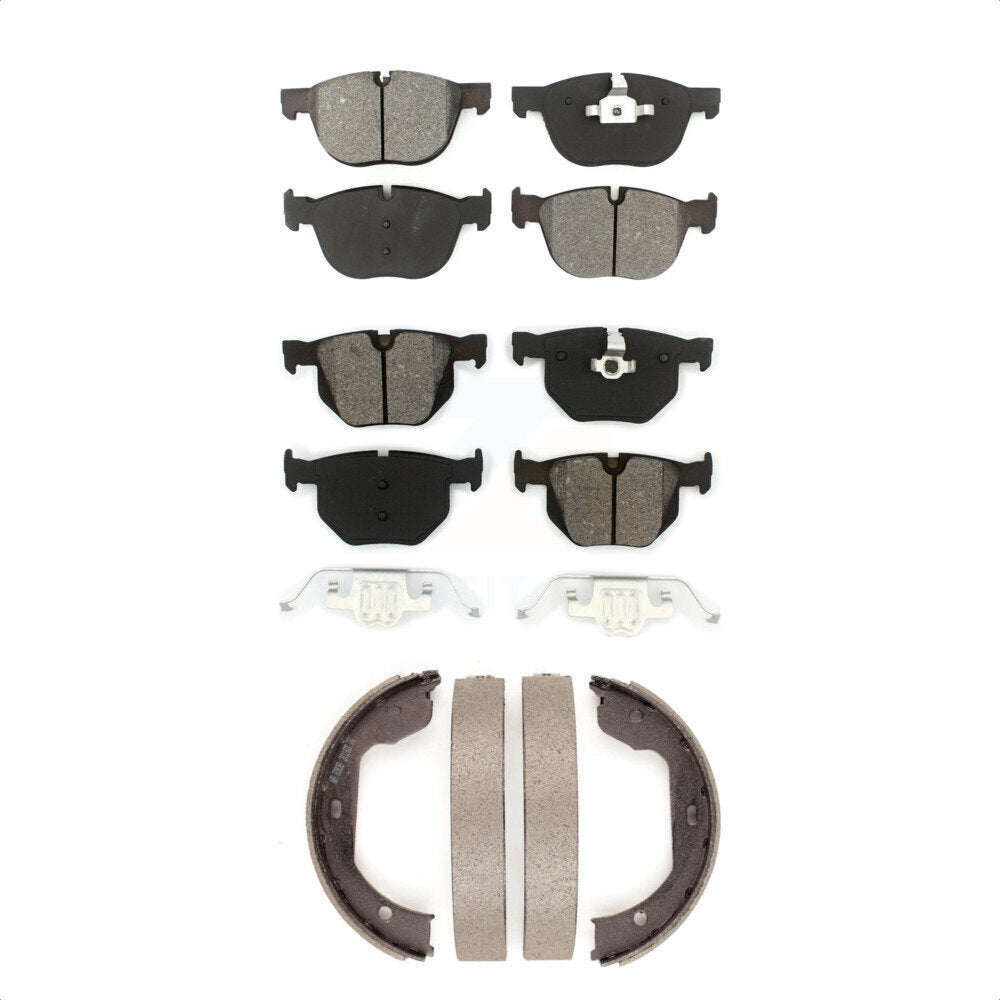 Semi-Metallic Brake Pads And Parking Shoes Front Rear Kit For BMW X5 X6