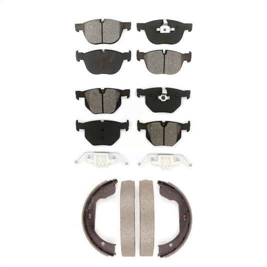 Semi-Metallic Brake Pads And Parking Shoes Front Rear Kit For BMW X5 X6