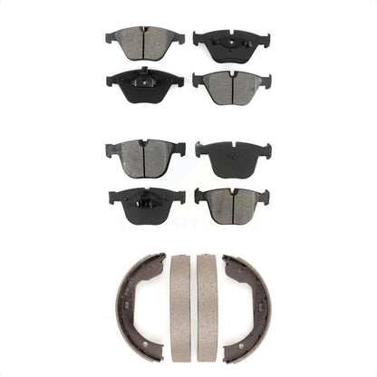 Semi-Metallic Brake Pads And Parking Shoe Front Rear Kit For BMW 650i 645Ci 550i
