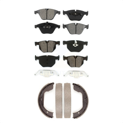Semi-Metallic Brake Pads And Parking Shoe Front Rear Kit For BMW 530i 530xi 528i