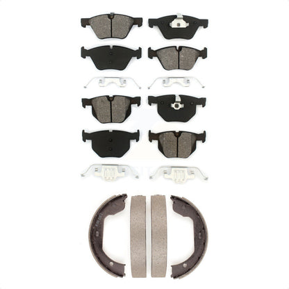 Semi-Metallic Brake Pads And Parking Shoes Front Rear Kit For BMW 525i