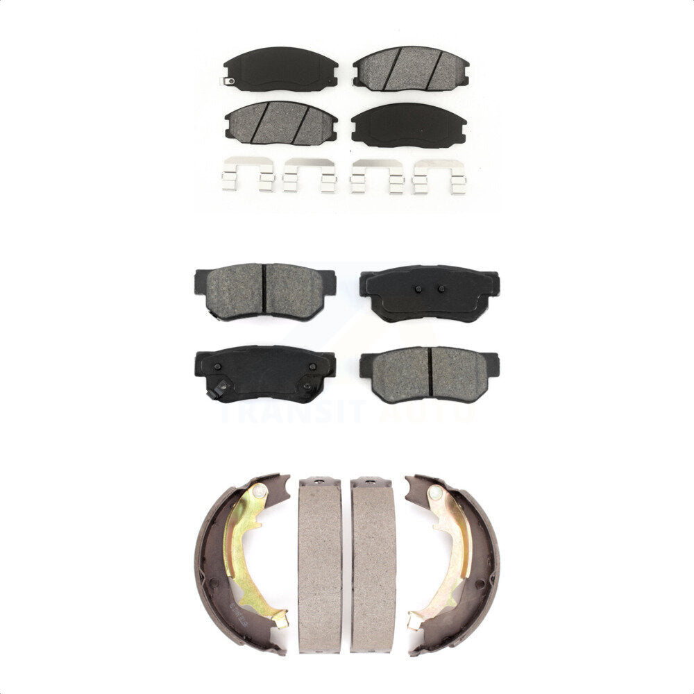 Semi-Metallic Brake Pads Parking Shoes Front Rear Kit For 01-06 Hyundai Santa Fe