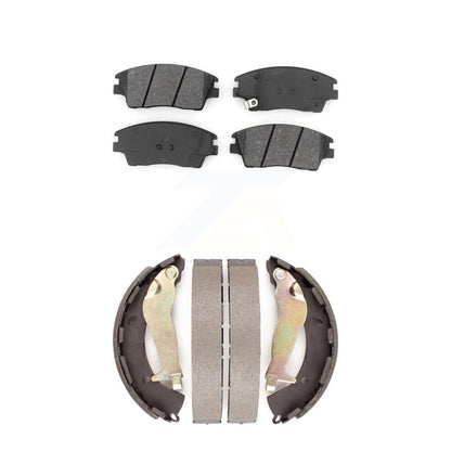 Semi-Metallic Brake Pads Drum Shoe Front Rear Kit For 17-20 Hyundai Elantra 1.6L