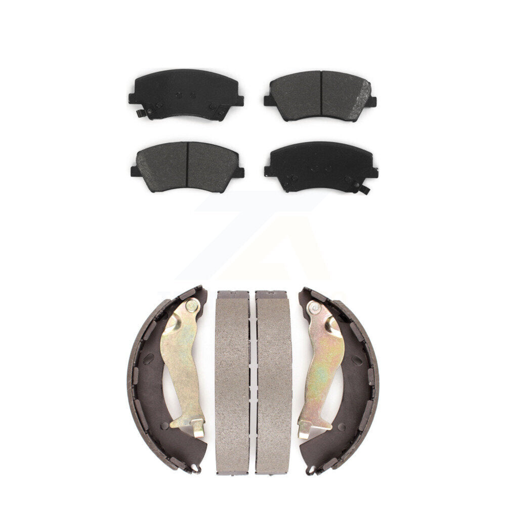 Semi-Metallic Brake Pads And Drum Shoes Front Rear Kit For Hyundai Elantra