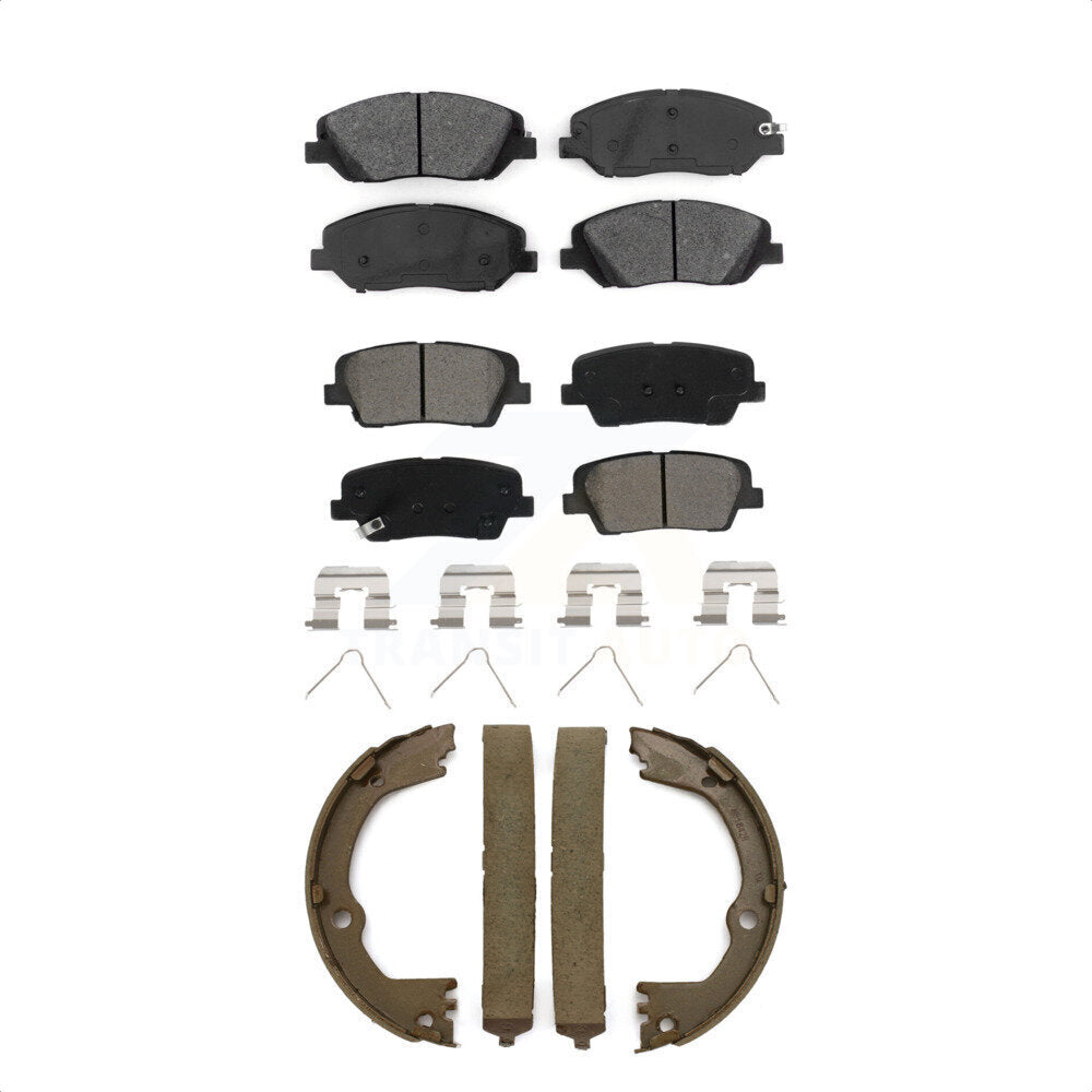 Semi-Metallic Brake Pads And Parking Shoe Front Rear Kit For Hyundai Santa Fe XL