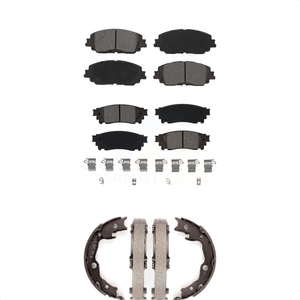 Semi-Metallic Brake Pads And Parking Shoes Front Rear Kit For Toyota RAV4 Camry