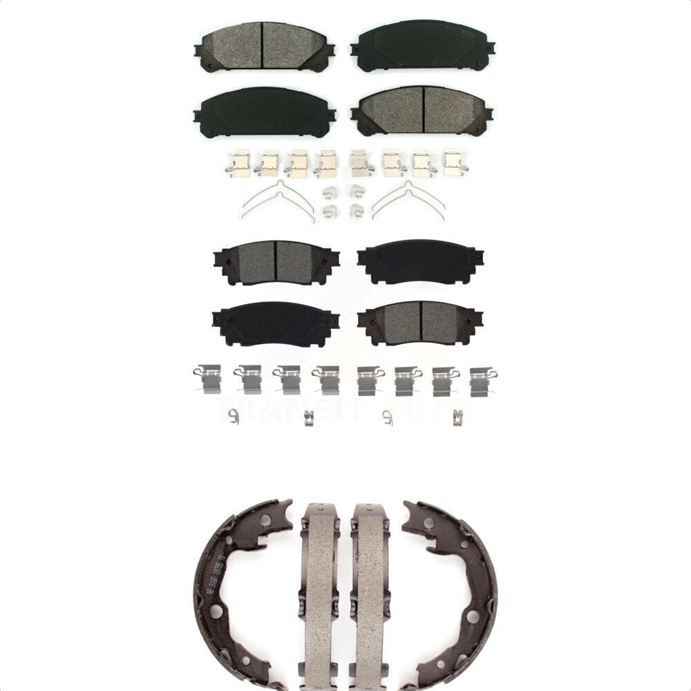 Semi-Metallic Brake Pads And Parking Shoes Front Rear Kit For Toyota Camry TRD