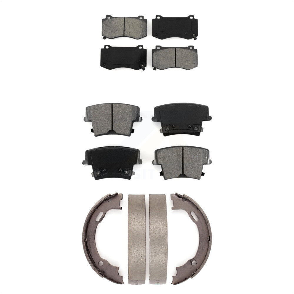Semi-Metallic Brake Pads And Parking Shoes Front Rear Kit For Dodge Charger