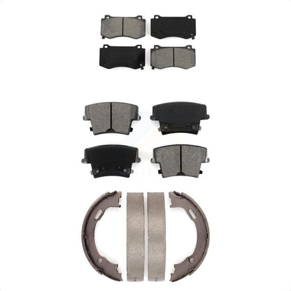 Semi-Metallic Brake Pads And Parking Shoes Front Rear Kit For Dodge Charger