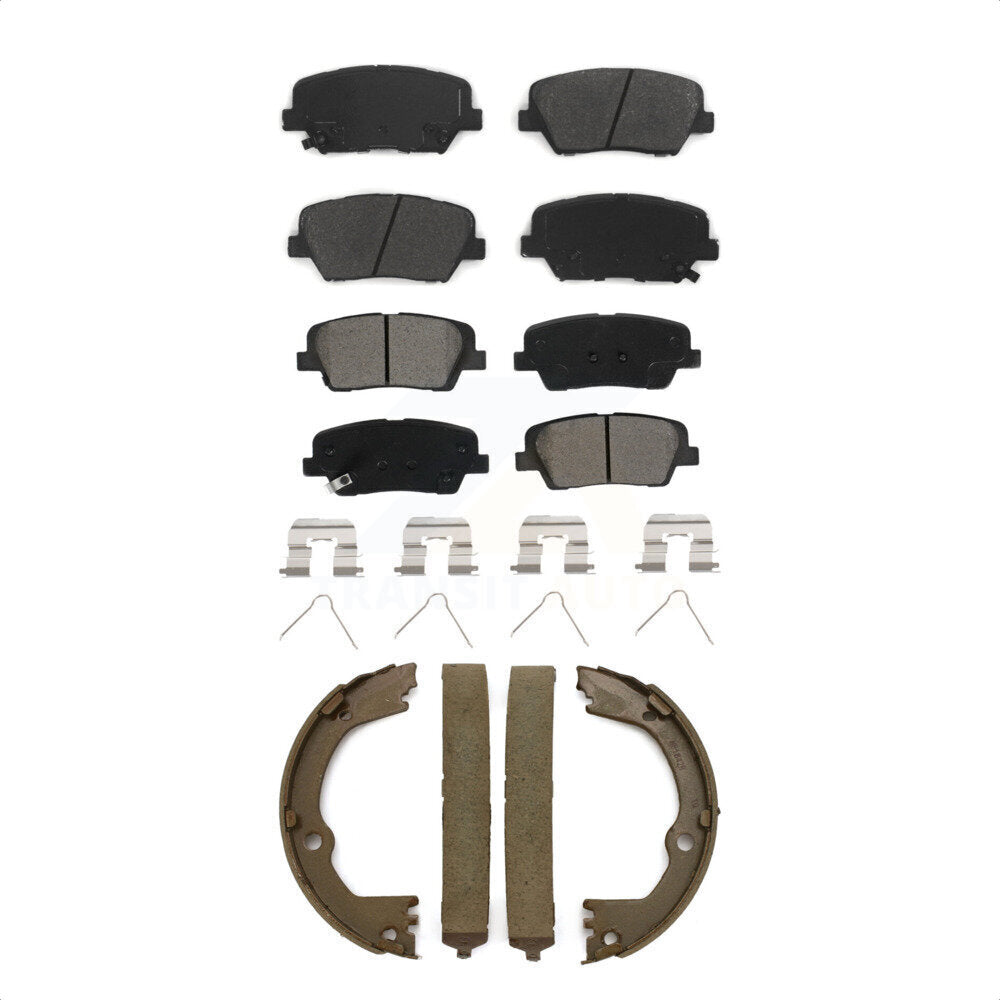 Semi-Metallic Brake Pads Parking Shoes Front Rear Kit For Hyundai Santa Fe Sport