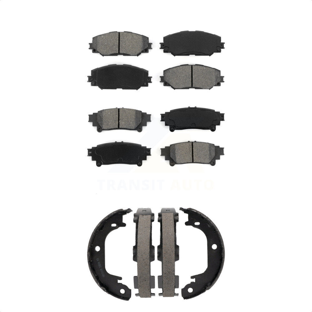Semi-Metallic Brake Pads & Parking Shoes Front Rear Kit For 12-18 Toyota Prius V