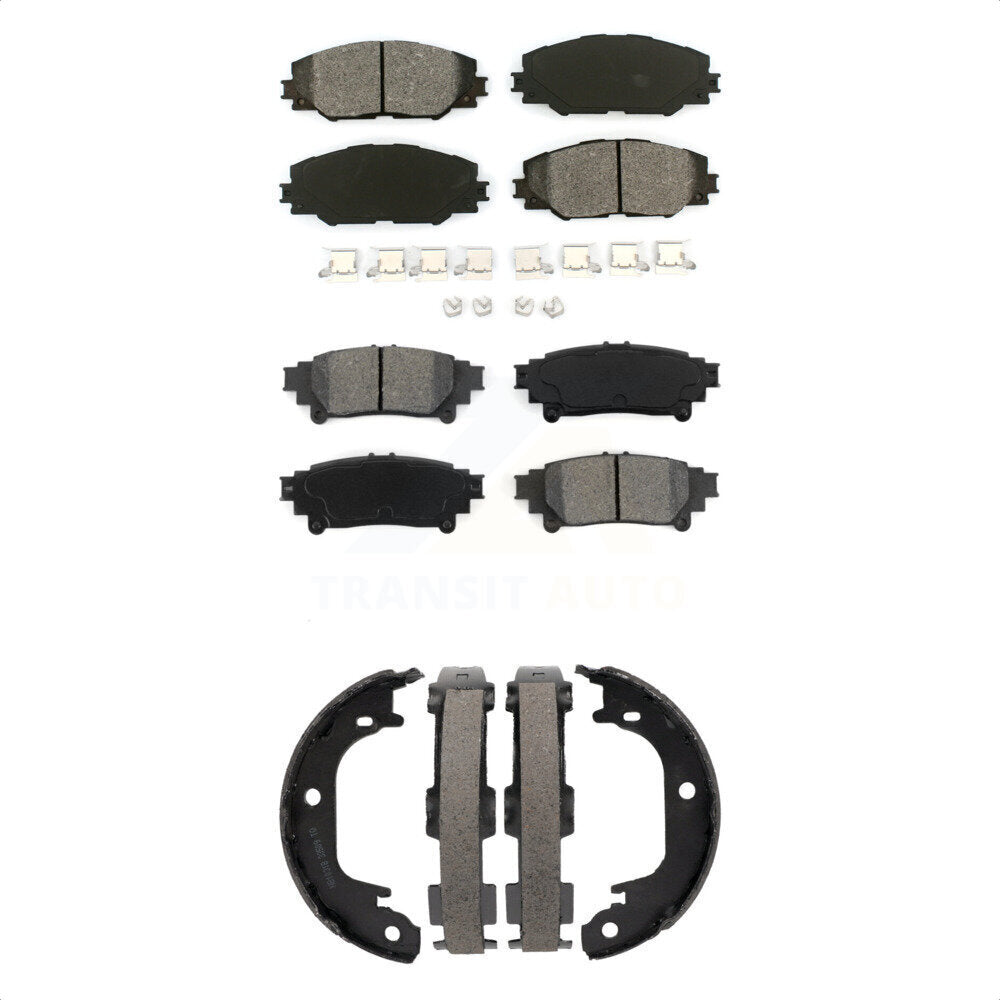 Semi-Metallic Brake Pads Parking Shoes Front Rear Kit For 2016-2020 Toyota Mirai
