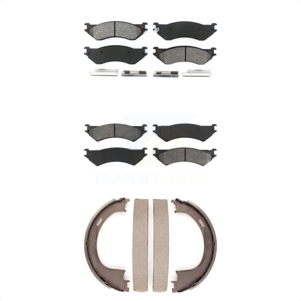 Semi-Metallic Brake Pads And Parking Shoe Front Rear Kit For Ford F-150 Heritage