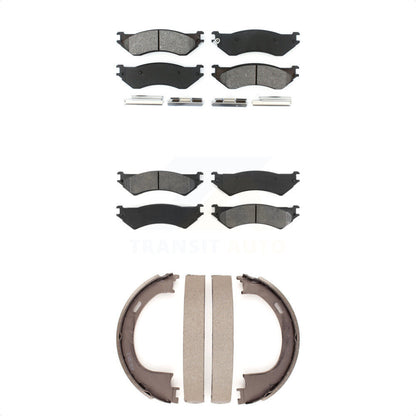 Semi-Metallic Brake Pads And Parking Shoe Front Rear Kit For Ford F-150 Heritage