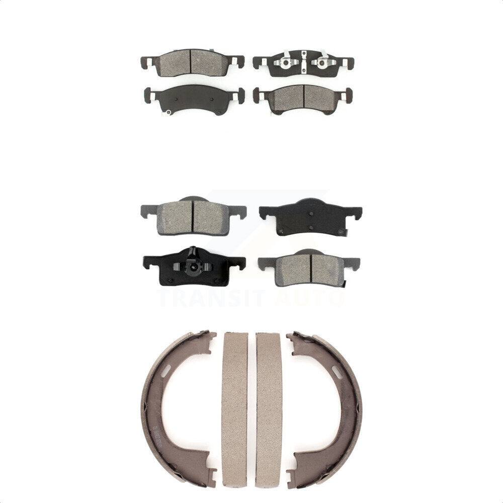Semi-Metallic Brake Pads And Parking Shoes Front Rear Kit For Ford Expedition