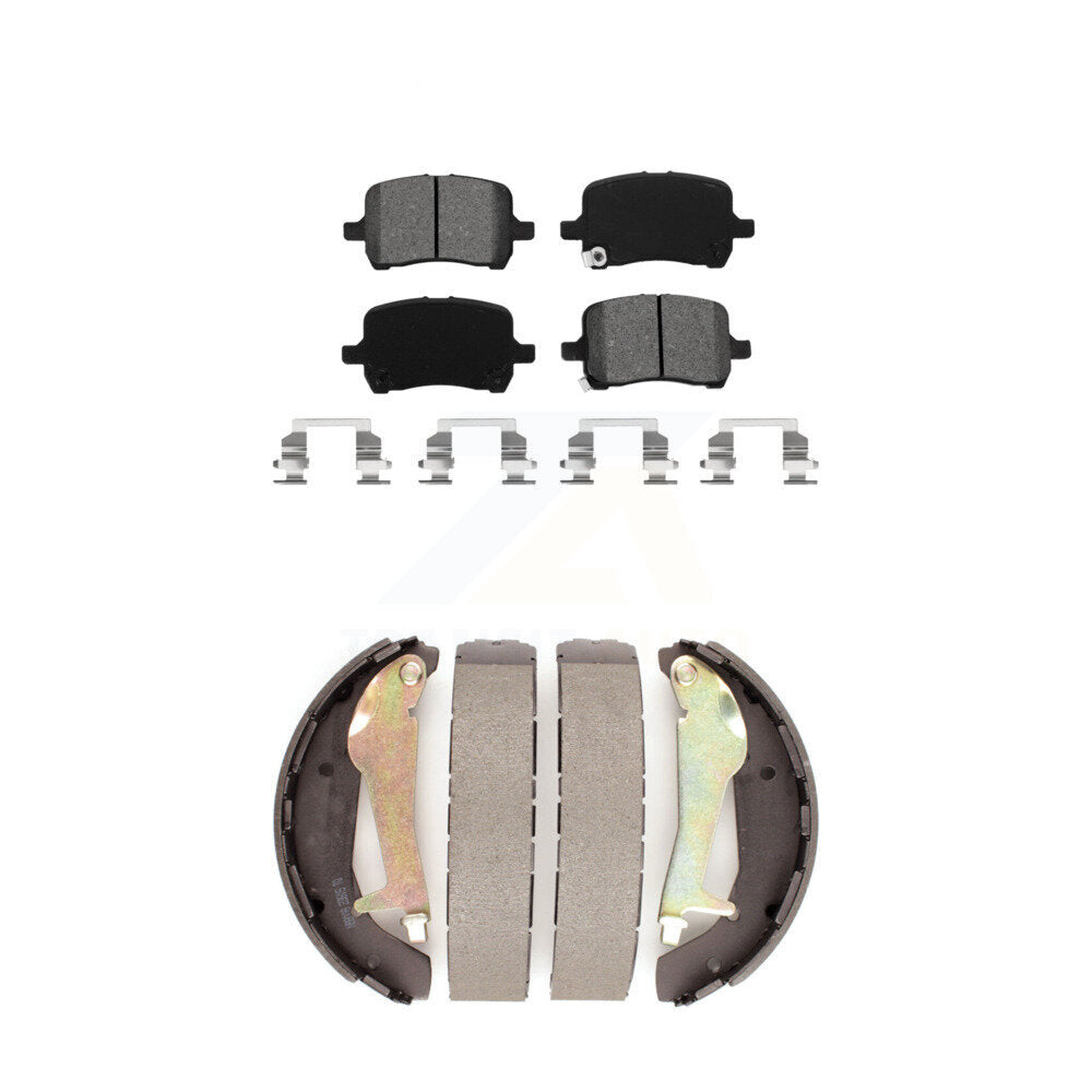 Semi-Metallic Brake Pads And Drum Shoes Front Rear Kit For 2010 Chevrolet HHR SS