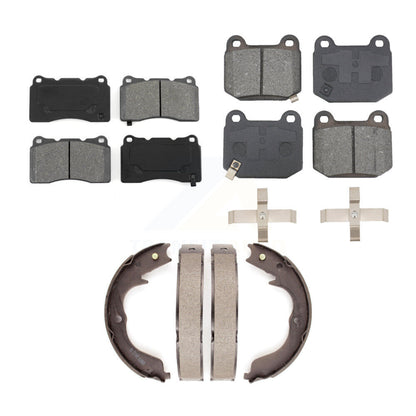 Semi-Metallic Brake Pads And Parking Shoes Front Rear Kit For Subaru Impreza