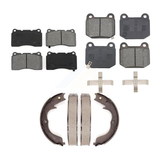 Semi-Metallic Brake Pads And Parking Shoes Front Rear Kit For Subaru Impreza
