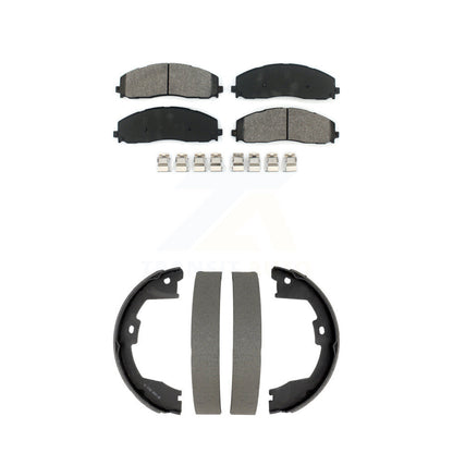 Semi-Metallic Brake Pads And Drum Shoes Front Rear Kit For Ford F-350 Super Duty
