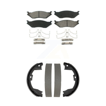 Semi-Metallic Brake Pads And Drum Shoes Front Rear Kit For Ford F-450 Super Duty
