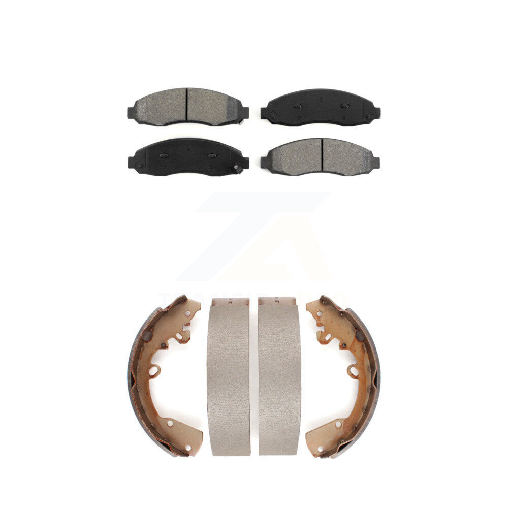 Semi-Metallic Brake Pads And Drum Shoe Front Rear Kit For 2004 Dodge Dakota 3.7L